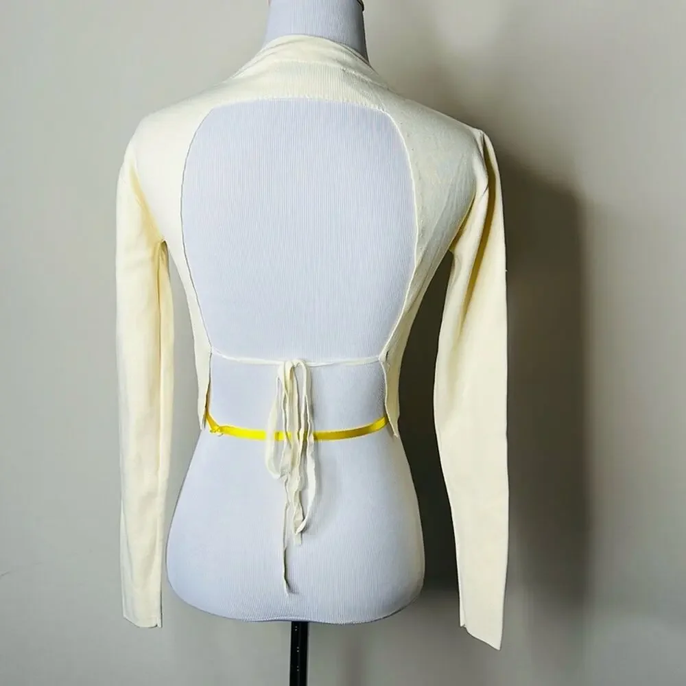 Zara Cream Knit Open Back Crop Top